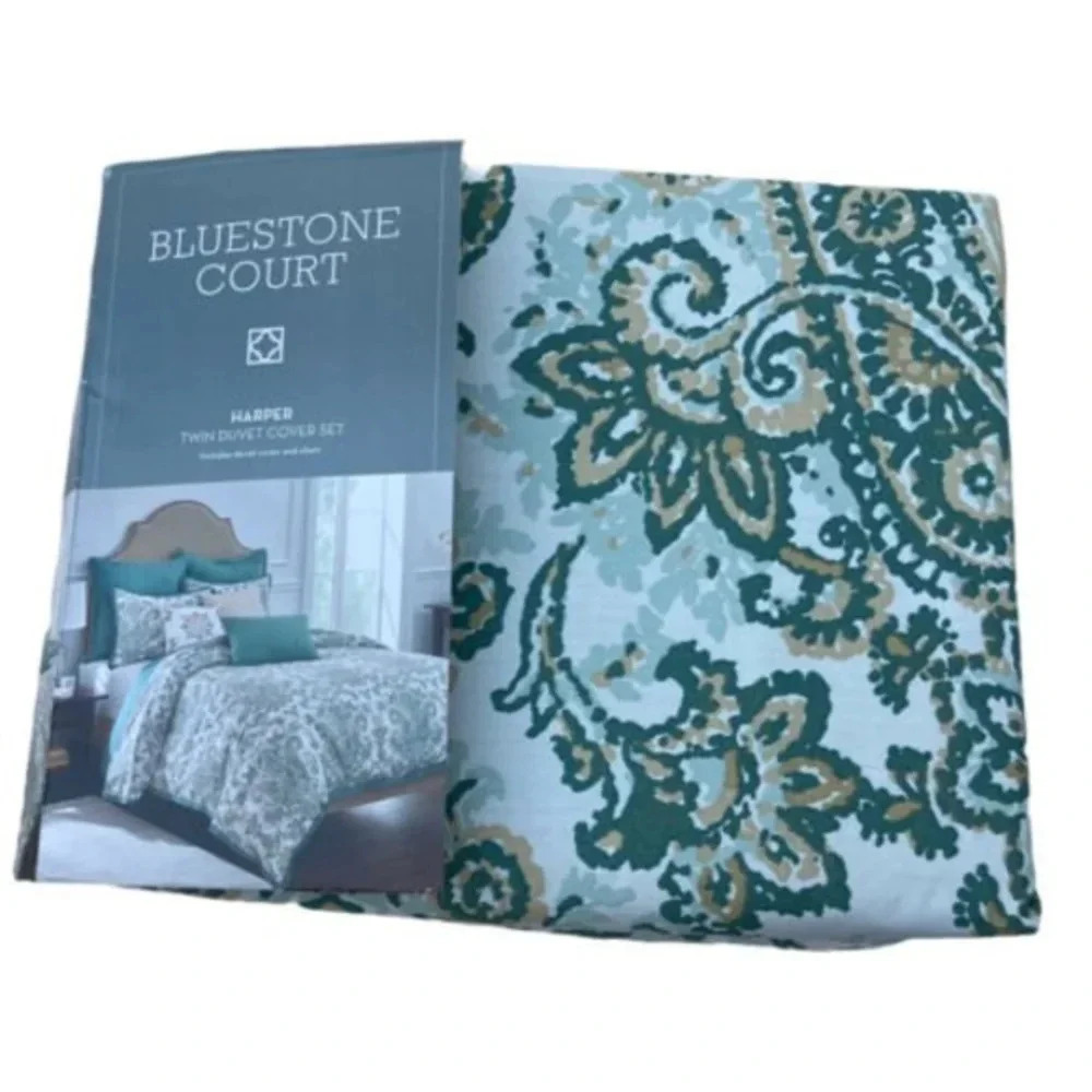 Bluestone Court Harper Twin Duvet Cover‎ Pillow Sham Set Sage Brush New Open Pkg